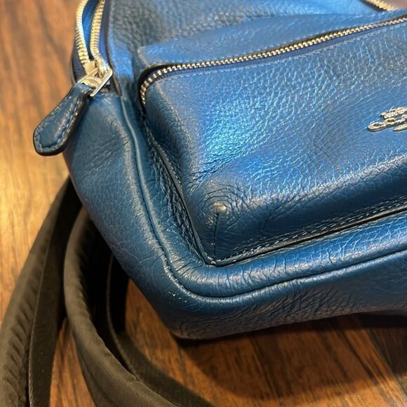 COACH Mini Charlie Backpack in Pebble Leather blue color used in GUC - Picture 4 of 11